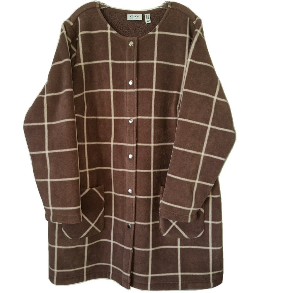 Denim & Co. Printed Fleece Bonded with Sherpa Snap